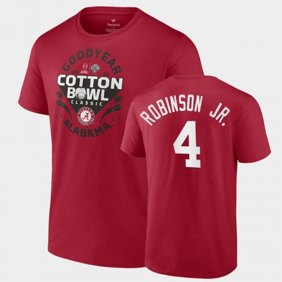 #4 Brian Robinson Jr. College Football Alabama Crimson Tide 2021 Cotton Bowl CFP Mens Crimson T-Shirt 931211-123