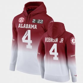 #4 Brian Robinson Jr. College Football Bama 2022 National Championship Mens Crimson White Hoodie 588551-647