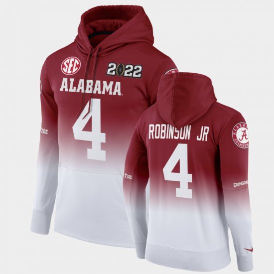 #4 Brian Robinson Jr. College Football Bama 2022 National Championship Mens Crimson White Hoodie 588551-647