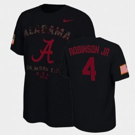 #4 Brian Robinson Jr. College Football Bama Veterans Day 2021 America Flag Mens Black T-Shirts 235112-264