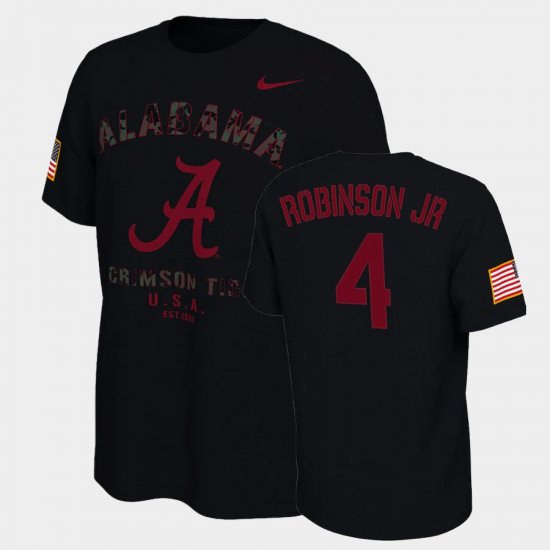 #4 Brian Robinson Jr. College Football Bama Veterans Day 2021 America Flag Mens Black T-Shirts 235112-264
