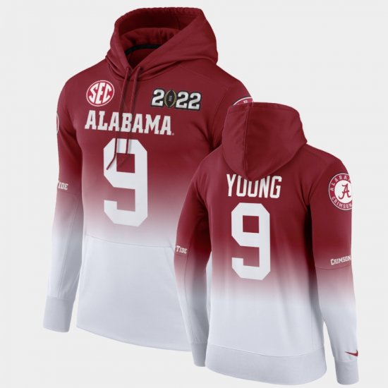 #9 Bryce Young College Football Alabama 2022 National Championship Mens Crimson White Hoodies 488087-723