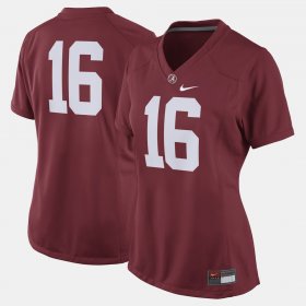 #16 College Football Alabama Women's Crimson Jerseys 868374-418