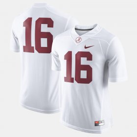 #16 College Football University of Alabama Men's White Jerseys 472407-396