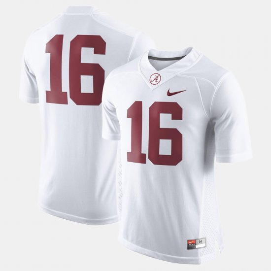 #16 College Football University of Alabama Men\'s White Jerseys 472407-396