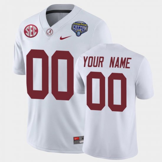 #00 Custom 2021 Cotton Bowl Bama Game Mens White Jerseys 229339-190
