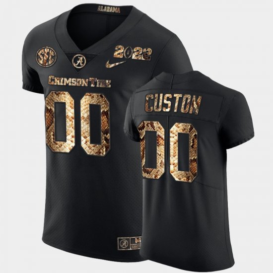 #00 Custom College Football Bama 2022 Playoff Python Skin Mens Black Jersey 386605-797