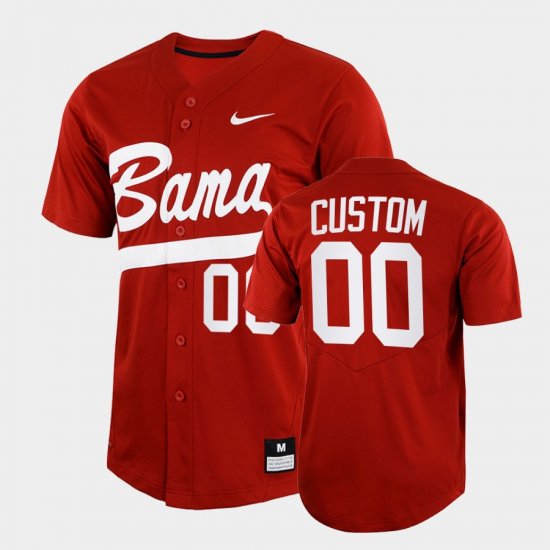 #00 Custom College Baseball University of Alabama 2022 Full-Button Men\'s Crimson Jersey 749146-416