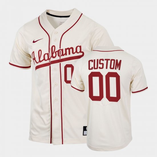 #00 Custom College Baseball Alabama 2022 Replica Mens Natural Jerseys 163723-610
