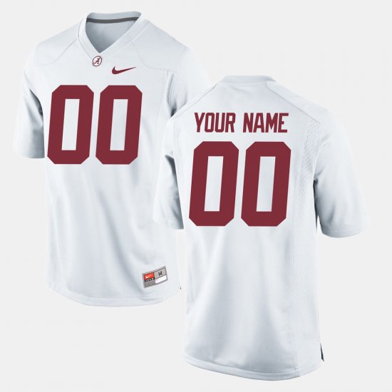 #00 Custom College Football Alabama Crimson Tide Men\'s White Jersey 366123-413