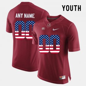 #00 Custom US Flag Fashion Bama Youth Crimson Jersey 781707-212