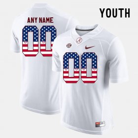 #00 Custom US Flag Fashion Alabama Crimson Tide Youth White Jerseys 855613-582