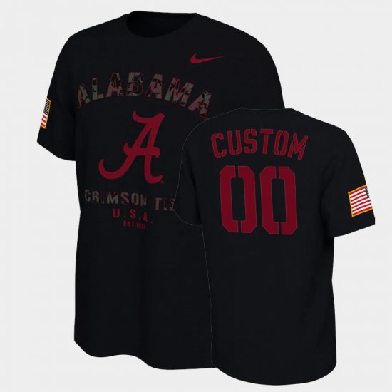 #00 Custom College Football Alabama Veterans Day 2021 America Flag Men Black T-Shirts 377360-227