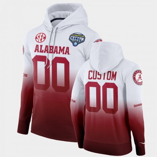 #00 Custom College Football Alabama 2021 Cotton Bowl Color Crash Men White Crimson Hoodie 454817-320