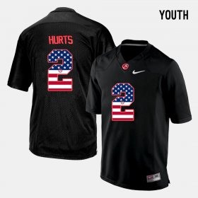 #2 Jalen Hurts US Flag Fashion Alabama Crimson Tide Youth Black Jerseys 894555-570