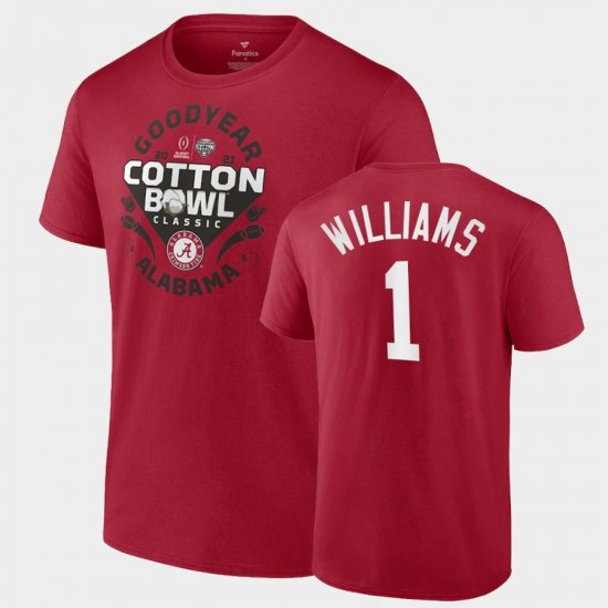 #1 Jameson Williams College Football Bama 2021 Cotton Bowl CFP Mens Crimson T-Shirts 726424-212