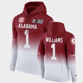 #1 Jameson Williams College Football Alabama 2022 National Championship Men's Crimson White Hoodies 393462-442