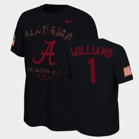 #1 Jameson Williams College Football Alabama Veterans Day 2021 America Flag Mens Black T-Shirt 349823-271