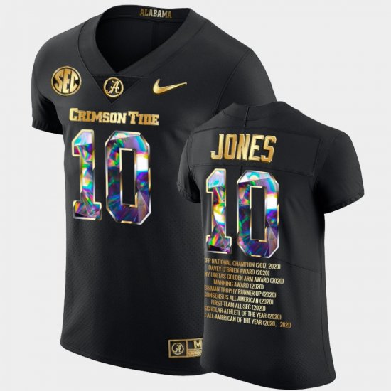 #10 Mac Jones College Football University of Alabama College Career Awards Glory Diamond Edition Mens Black Jerseys 807268-182