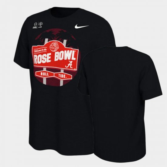 2021 Rose Bowl University of Alabama Illustrated Men Black T-Shirts 617586-856