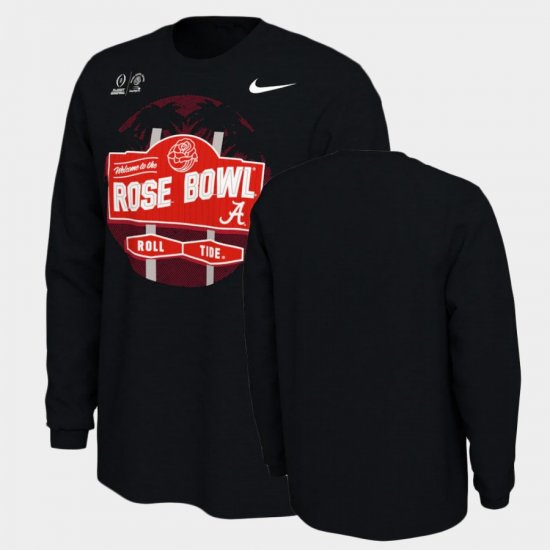 2021 Rose Bowl Alabama Crimson Tide Long Sleeve Men\'s Black T-Shirts 424591-817