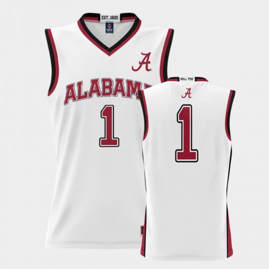#1 College Basketball Alabama Crimson Tide ProSphere Basketball Men White Jerseys 825824-267