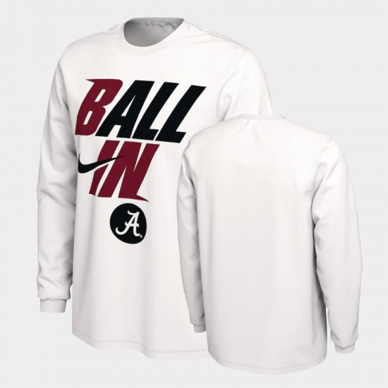 Ball In Bench Alabama Long Sleeve Men White T-Shirt 665025-891