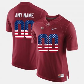 #00 Custom US Flag Fashion Alabama Mens Crimson Jerseys 594137-482