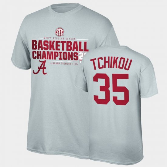 #35 Alex Tchikou 2021 SEC Men\'s Basketball Regular Season Champions Alabama 2021 SEC Basketball Regular Season Champions Top of the World Tee Men Gray T-Shirt 171842-455