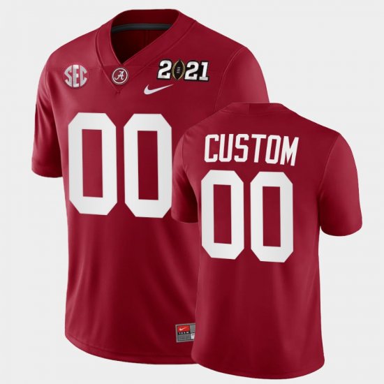 #00 Custom 2021 National Championship University of Alabama Playoff Game Men\'s Crimson Jersey 704248-631