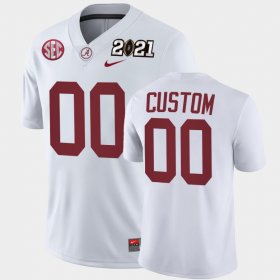 #00 Custom 2021 National Championship Bama Playoff Game Mens White Jerseys 498703-524