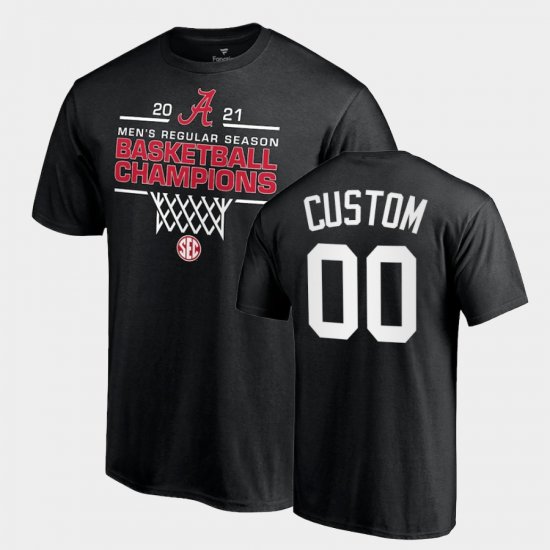 #00 Custom 2021 SEC Men\'s Basketball Regular Season Champions Bama 2021 SEC Basketball Regular Season Champions Tee Mens Black T-Shirts 295247-156