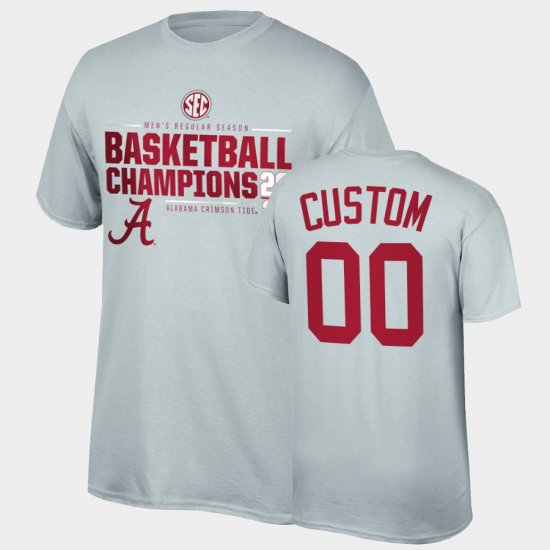 #00 Custom 2021 SEC Men\'s Basketball Regular Season Champions Bama 2021 SEC Basketball Regular Season Champions Top of the World Tee Mens Gray T-Shirt 524159-174