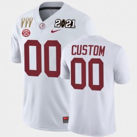 #00 Custom 3X CFP National Championship Alabama Winner Mens White Jerseys 618451-815