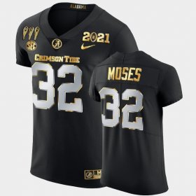 #32 Dylan Moses 3X CFP National Championship Bama Golden Limited Men Black Jerseys 555332-580