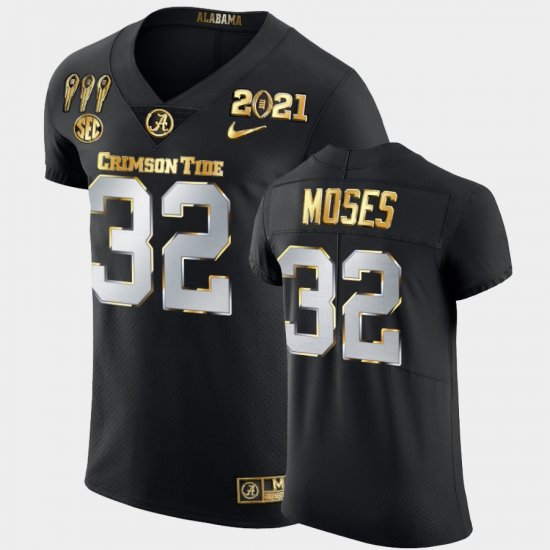 #32 Dylan Moses 3X CFP National Championship Bama Golden Limited Men Black Jerseys 555332-580