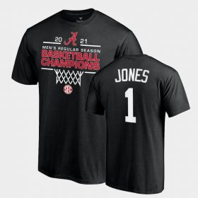 #1 Herbert Jones 2021 SEC Men's Basketball Regular Season Champions Alabama Crimson Tide 2021 SEC Basketball Regular Season Champions Tee Mens Black T-Shirts 496613-889