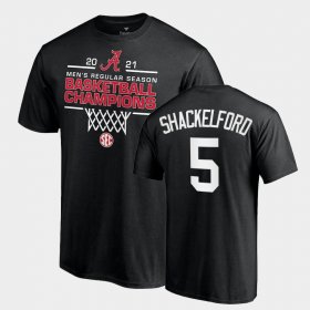 #5 Jaden Shackelford 2021 SEC Men's Basketball Regular Season Champions Bama 2021 SEC Basketball Regular Season Champions Tee Mens Black T-Shirts 828514-711