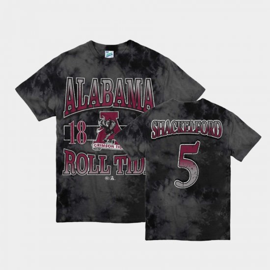 #5 Jaden Shackelford Vintage Tubular Alabama Retro Tie-Dye Men Black T-Shirts 571442-581
