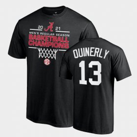 #13 Jahvon Quinerly 2021 SEC Men's Basketball Regular Season Champions Alabama 2021 SEC Basketball Regular Season Champions Tee Men's Black T-Shirts 211173-878