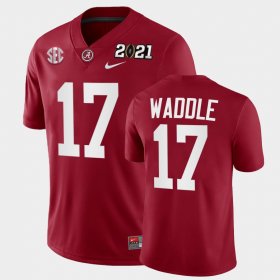 #17 Jaylen Waddle 2021 National Championship University of Alabama Playoff Game Men Crimson Jersey 644401-680