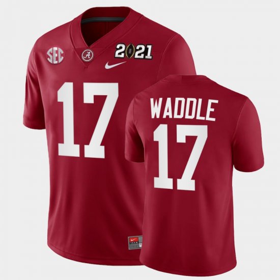 #17 Jaylen Waddle 2021 National Championship University of Alabama Playoff Game Men Crimson Jersey 644401-680