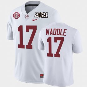 #17 Jaylen Waddle 2021 National Championship Bama Playoff Game Men's White Jersey 161967-399