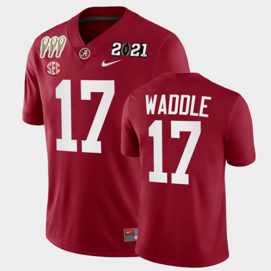#17 Jaylen Waddle 3X CFP National Championship Alabama Winner Men Crimson Jerseys 717279-842