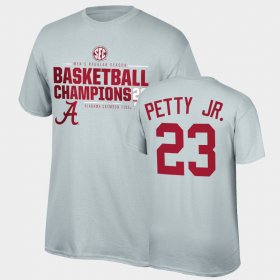 #23 John Petty Jr. 2021 SEC Men's Basketball Regular Season Champions Alabama 2021 SEC Basketball Regular Season Champions Top of the World Tee Men's Gray T-Shirt 621996-332
