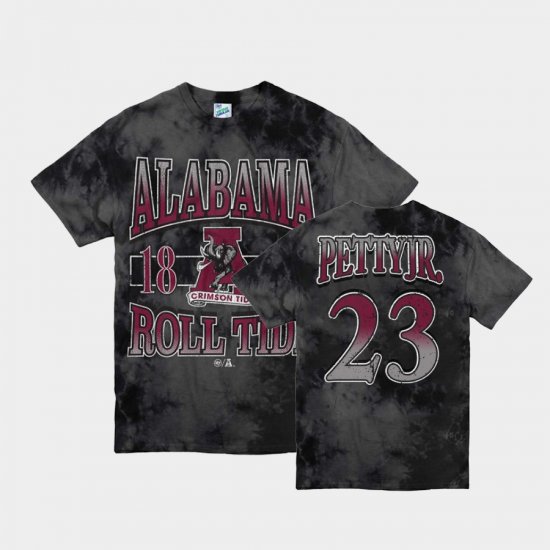 #23 John Petty Jr. Vintage Tubular Alabama Crimson Tide Retro Tie-Dye Men\'s Black T-Shirts 604925-177