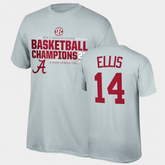 #14 Keon Ellis 2021 SEC Men\'s Basketball Regular Season Champions Alabama 2021 SEC Basketball Regular Season Champions Top of the World Tee Mens Gray T-Shirts 250252-822