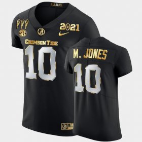#10 Mac Jones 3X CFP National Championship University of Alabama Golden Limited Men's Black Jerseys 989282-160