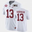 #13 Tua Tagovailoa 2021 National Championship Alabama Playoff Game Men White Jersey 134994-263