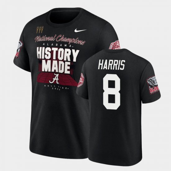 #8 Christian Harris 2020 National Champions University of Alabama College Football Playoff Men\'s Black T-Shirts 195659-986